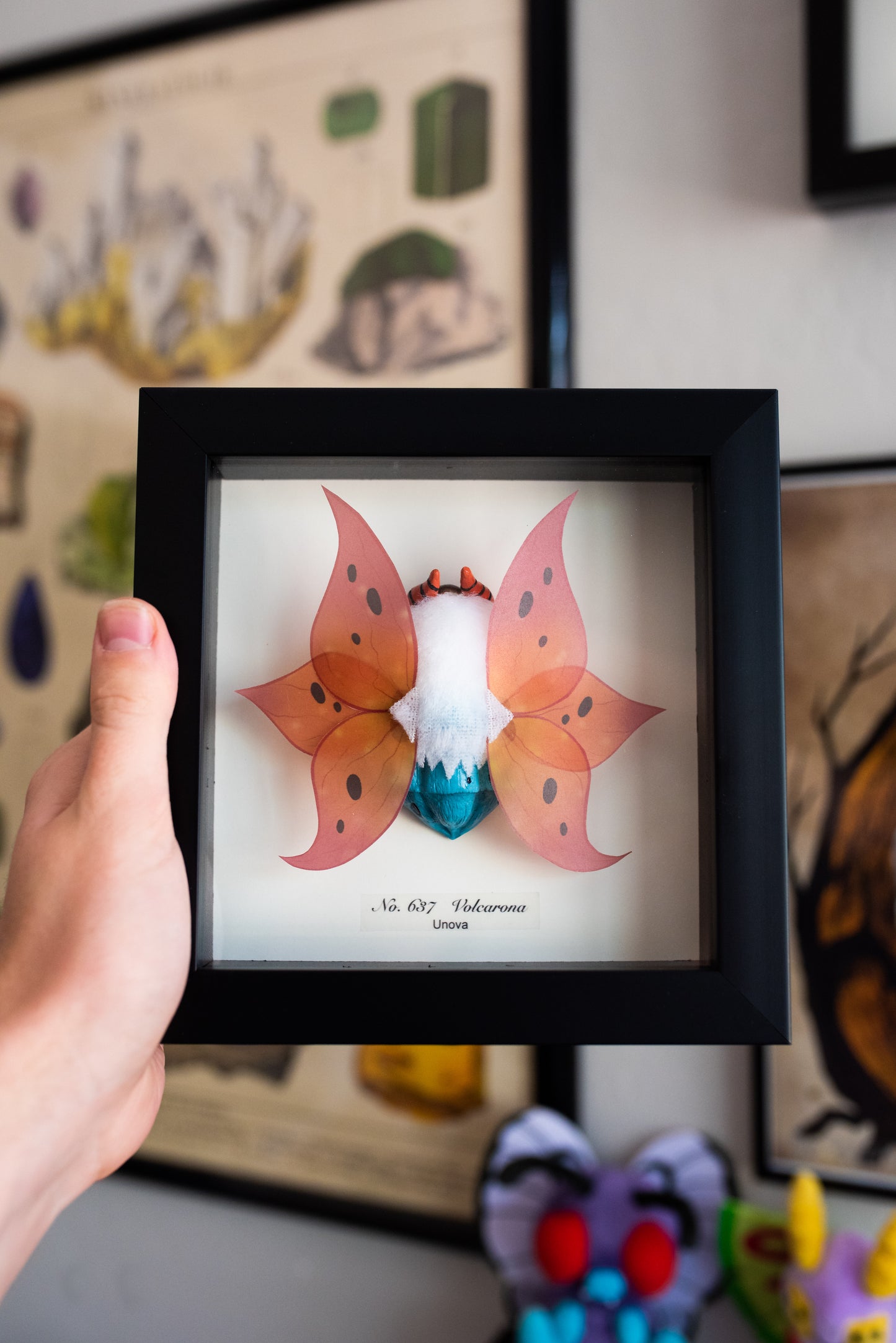 Volcarona Pokémon Taxidermy - 6x6 Shadowbox