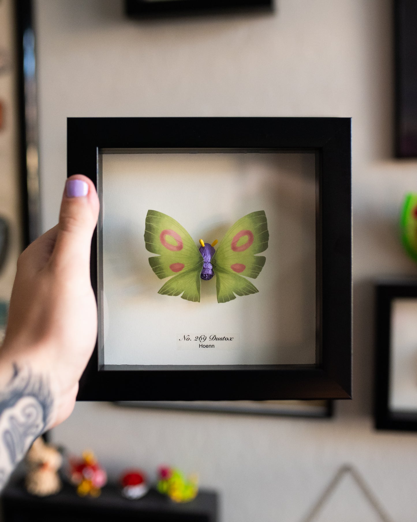 Dustox Pokémon Taxidermy - 6x6 Shadowbox