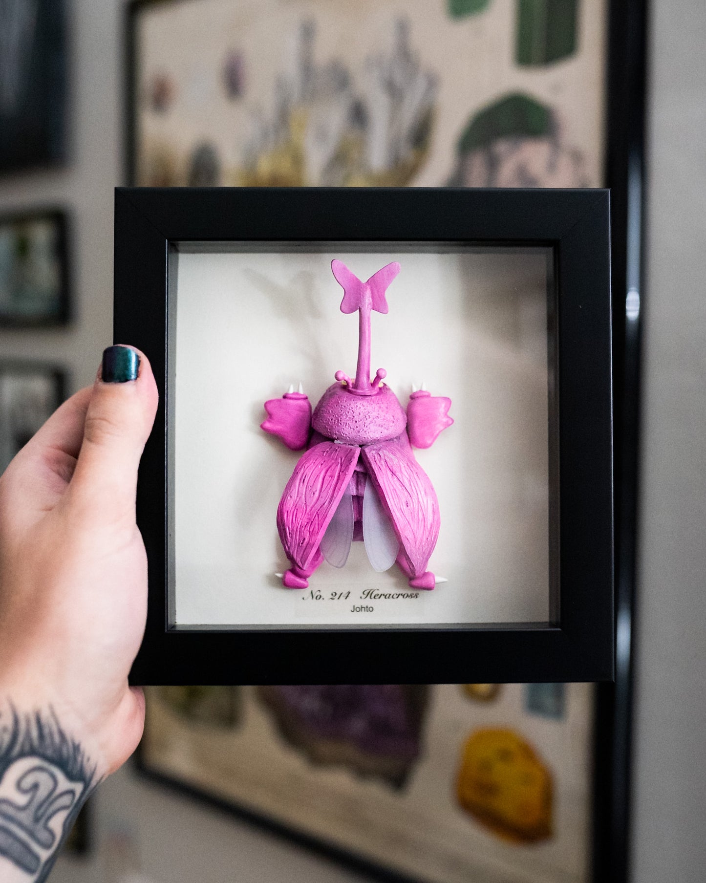 Heracross Pokémon Taxidermy - 6x6 Shadowbox