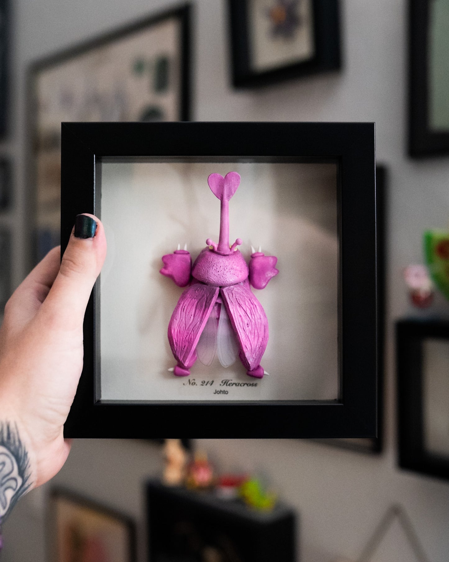 Heracross Pokémon Taxidermy - 6x6 Shadowbox