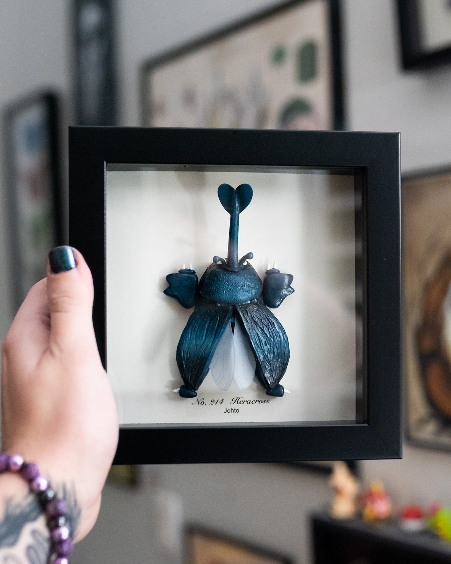 Heracross Pokémon Taxidermy - 6x6 Shadowbox