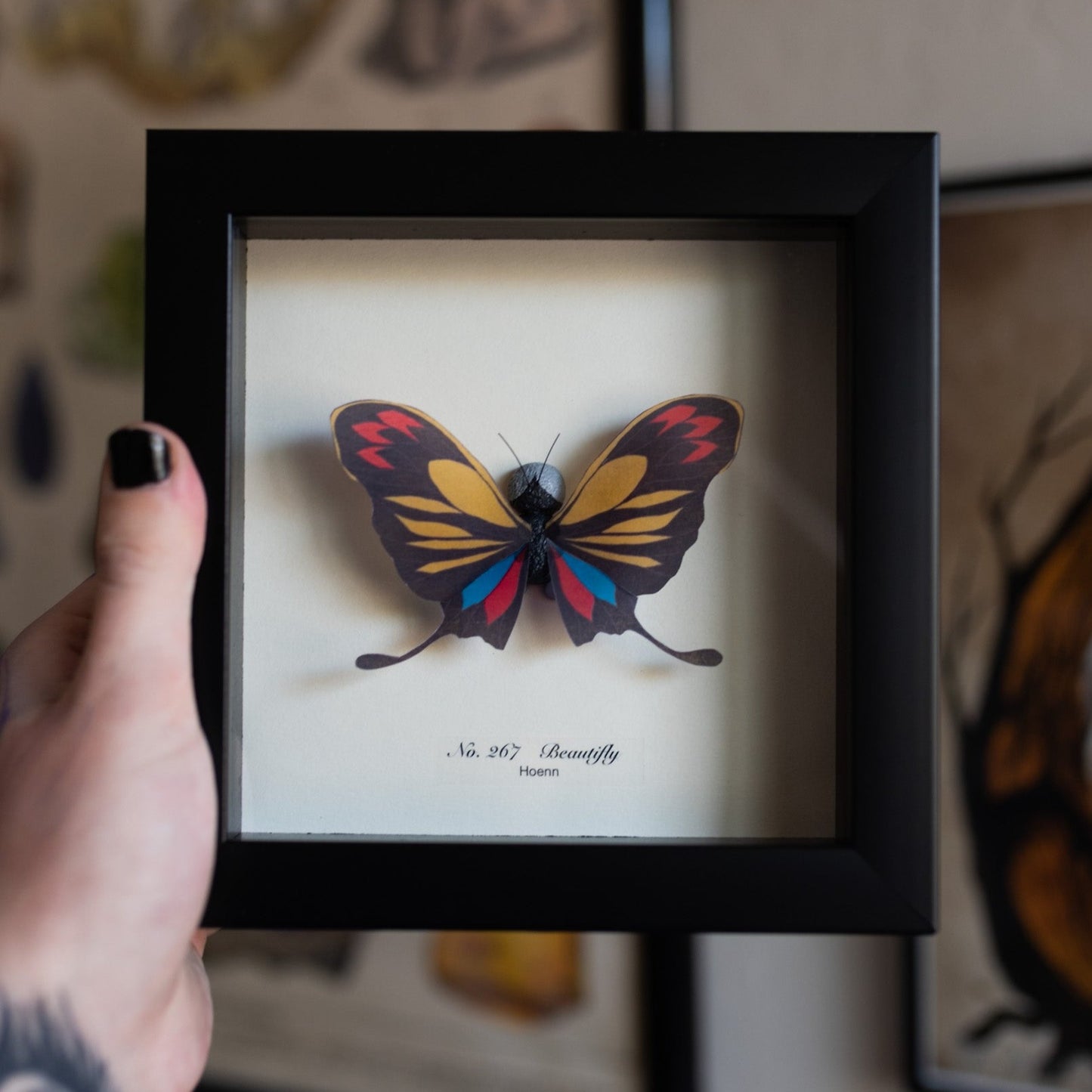 Beautifly Pokémon Taxidermy - 6x6 Shadowbox