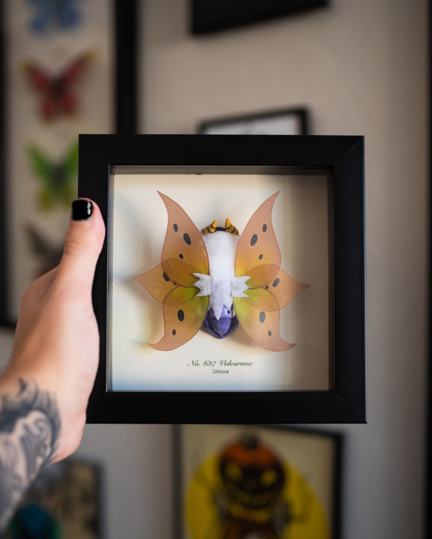 Volcarona Pokémon Taxidermy - 6x6 Shadowbox