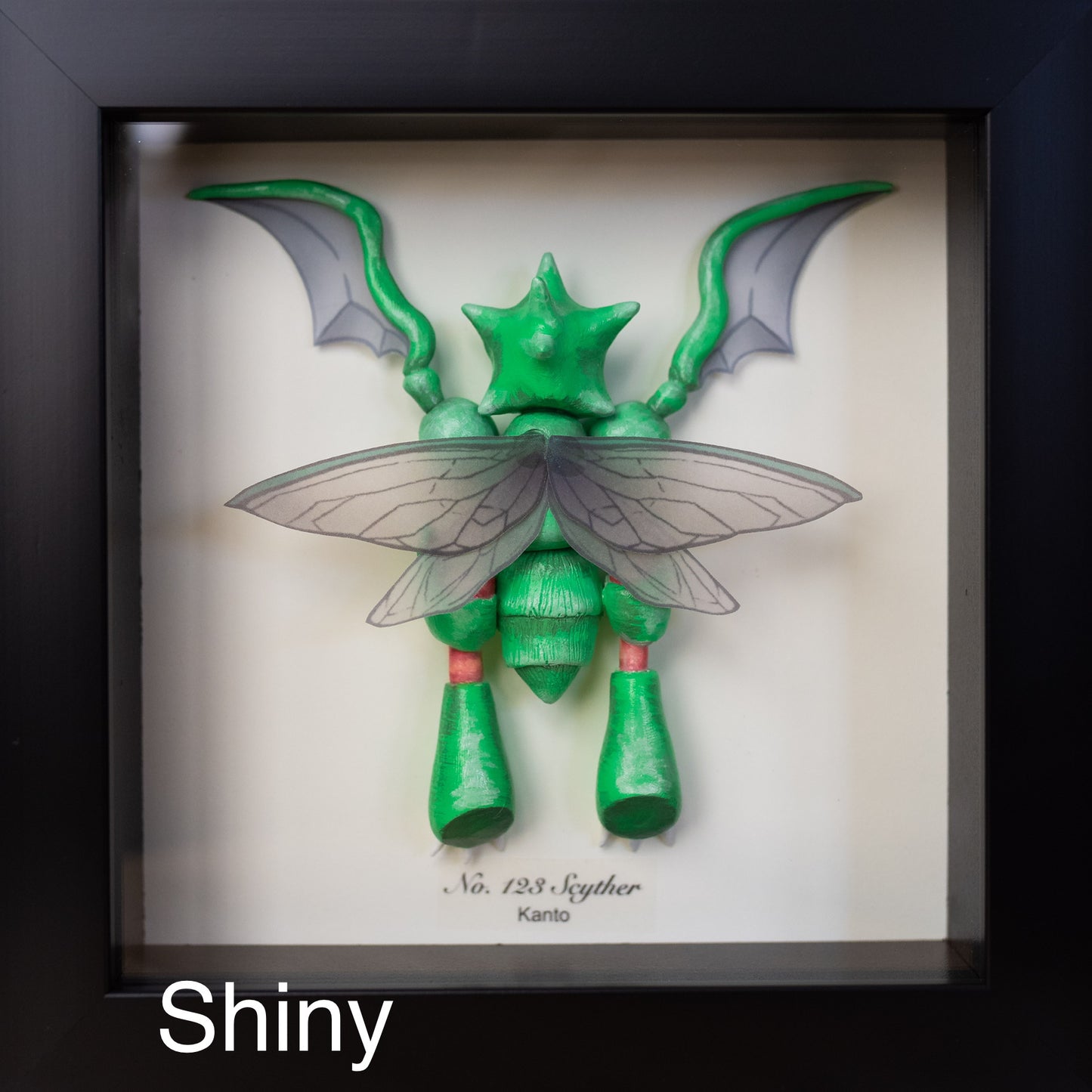 Scyther Pokémon Taxidermy - 6x6 Shadowbox