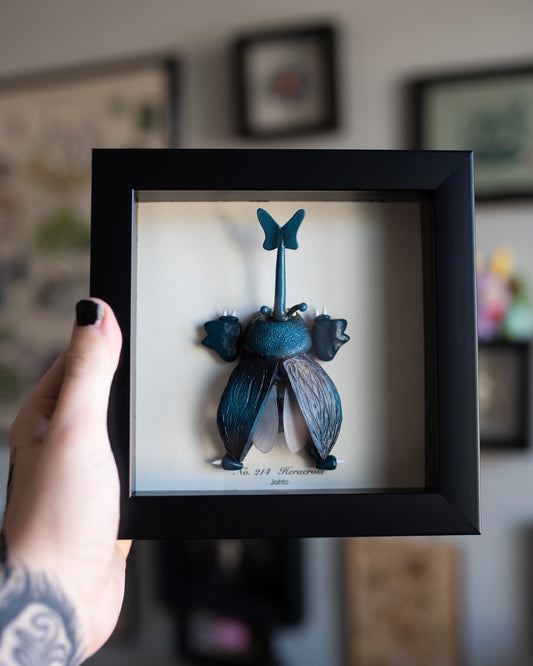 Heracross Pokémon Taxidermy - 6x6 Shadowbox